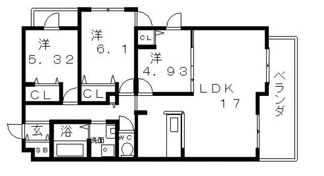 エムズコートIII(3LDK/4階)の間取り写真
