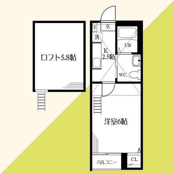 コンパートメントハウス元住吉(1K/2階)の間取り写真