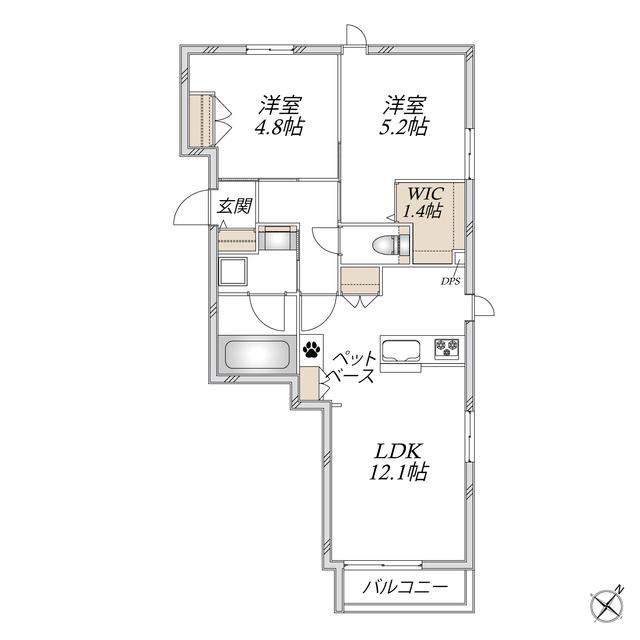 田柄4丁目メゾン(2LDK/2階)の間取り写真