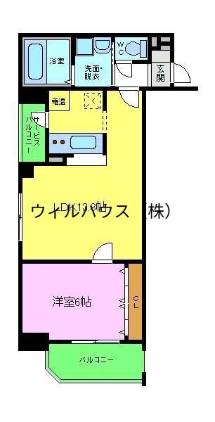 イーストキューブ(1LDK/5階)の間取り写真