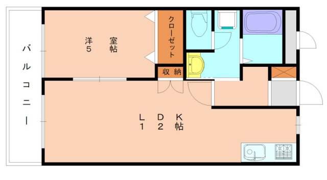 ピュアロイアルI(1LDK/2階)の間取り写真