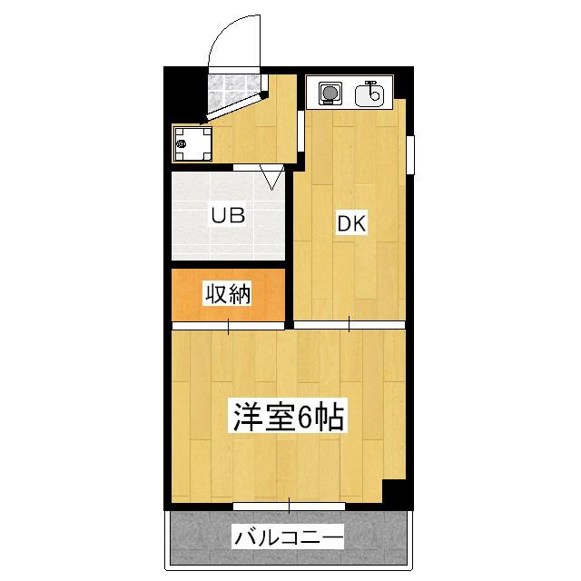 ツーエイトフォービル(1DK/4階)の間取り写真