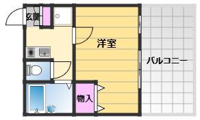 ユウパレス和泉府中(1K/3階)の間取り写真