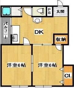 マンション丸保(2DK/2階)の間取り写真