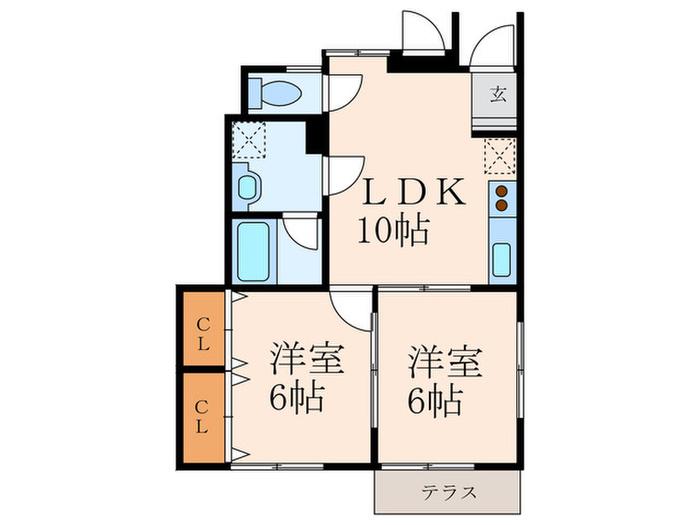 ハイビスI(2LDK/1階)の間取り写真