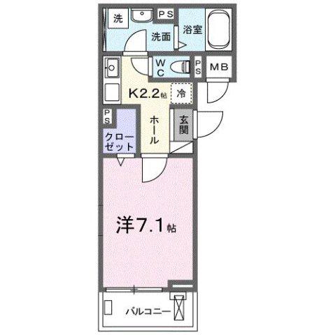 ヒカルサ四日市西浜田(1K/2階)の間取り写真