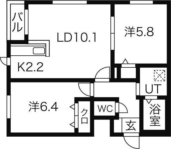 モンレーヴ豊平公園(2LDK/3階)の間取り写真