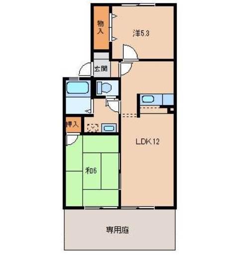 ハイカムール太田I(2LDK/1階)の間取り写真