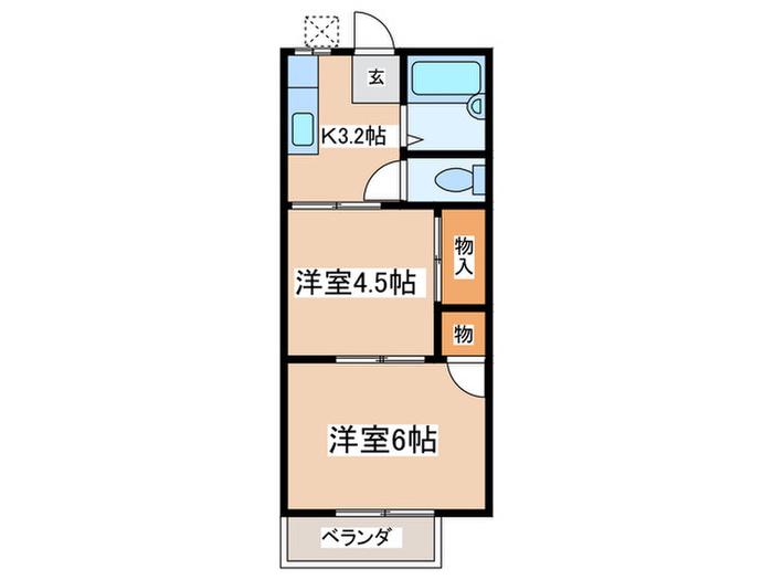湘南シーサイドコーポ(2K/2階)の間取り写真