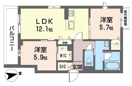 マリンレジデンス(2LDK/2階)の間取り写真