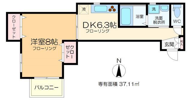 THE MARCYS(1DK/2階)の間取り写真