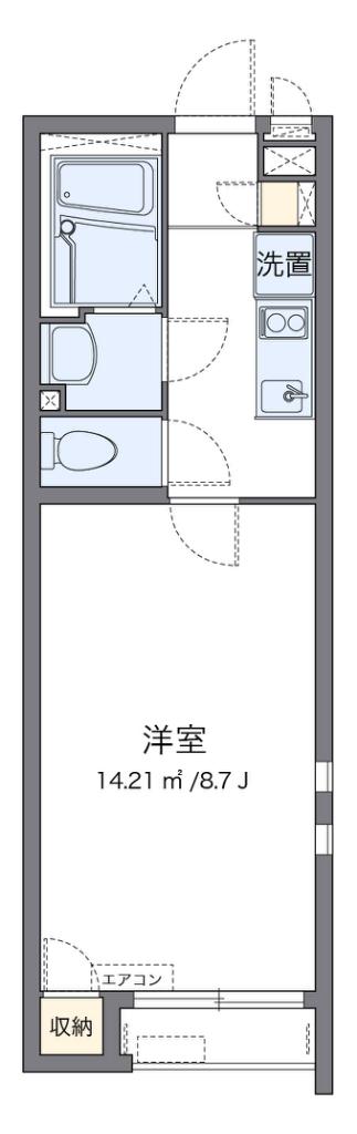 クレイノボヌール テルマエ(1K/2階)の間取り写真