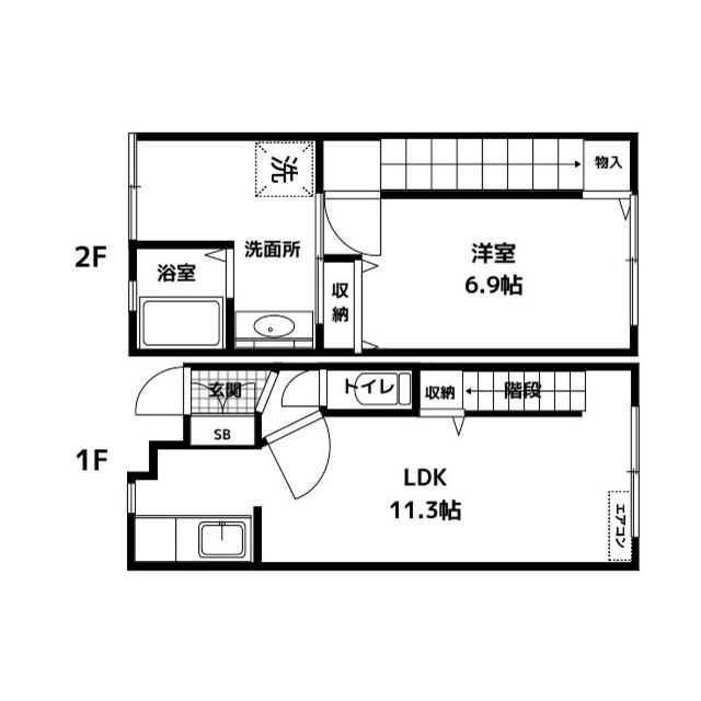 D-BOX山室(1LDK/1階)の間取り写真