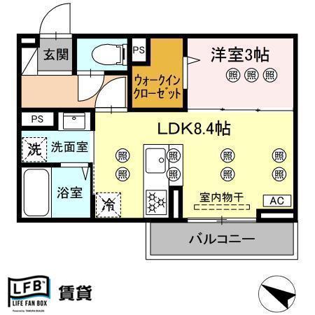 サンガーデン新山口 A(1LDK/2階)の間取り写真