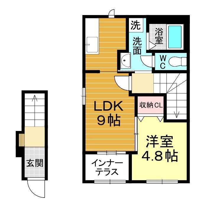 ローリングヒルズ富任(1LDK/2階)の間取り写真