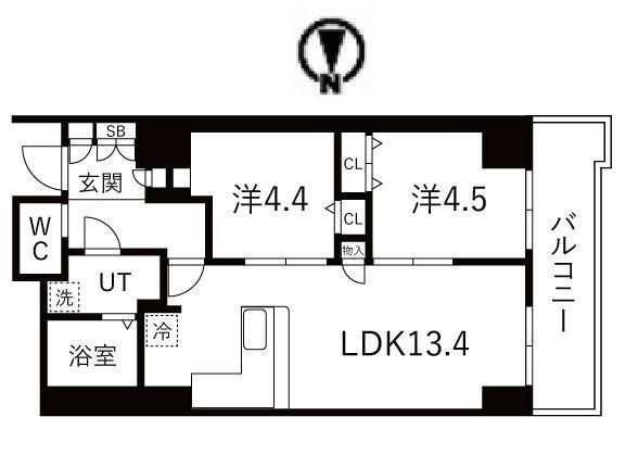 シティコート目黒(2LDK/5階)の間取り写真