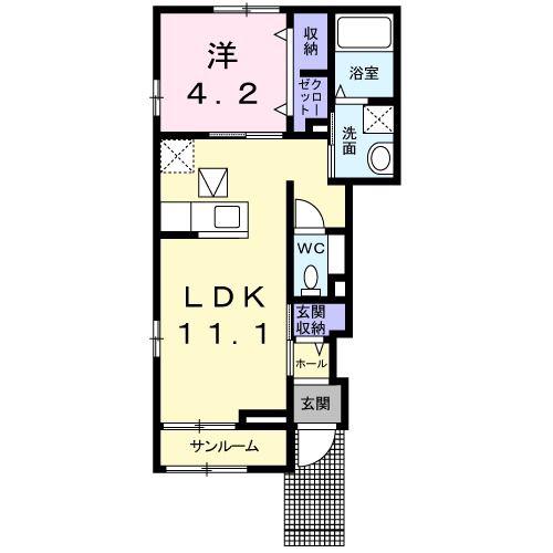 グランメゾン・ノアール (1LDK/1階)の間取り写真