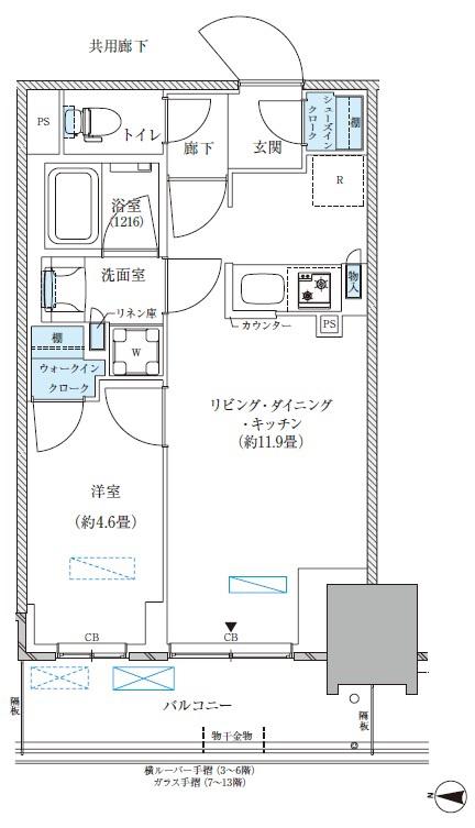 パークアクシス西大島コンフォートスクエア(1LDK/4階)の間取り写真