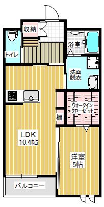 荒牧町アパート(1LDK/3階)の間取り写真