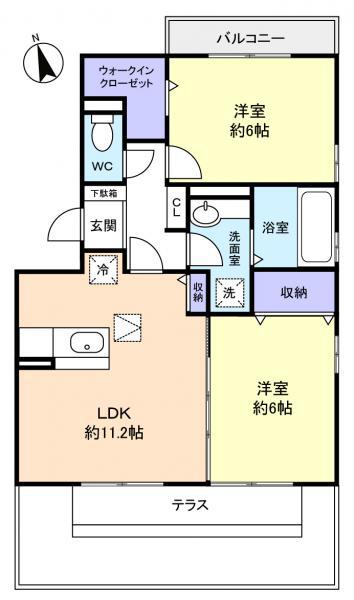 ロイヤルコートE(2LDK/1階)の間取り写真