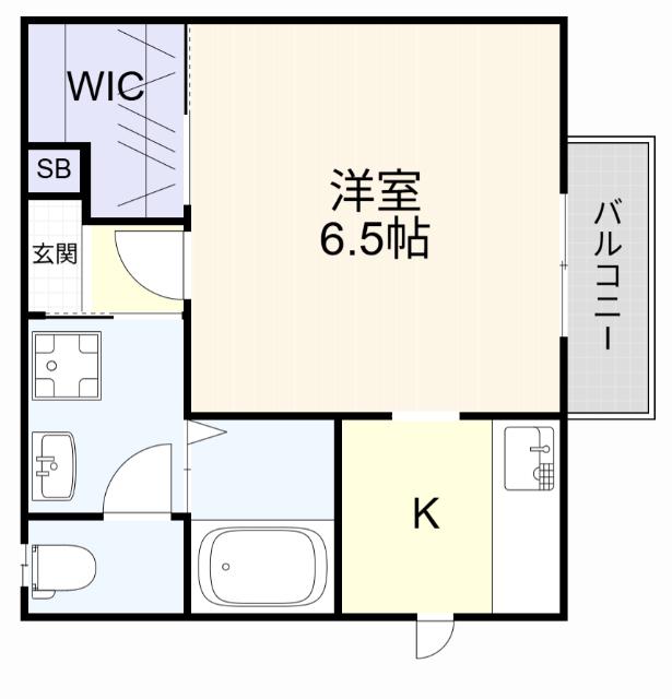 ソフィア下曽根(1K/2階)の間取り写真
