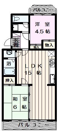 第一寺田マンション(2LDK/2階)の間取り写真