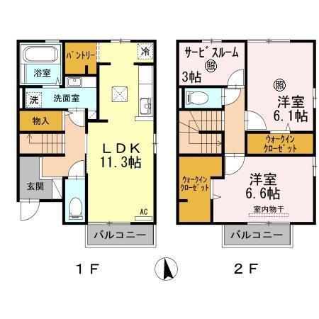 セジュール古国府 C棟(2SLDK/1階)の間取り写真
