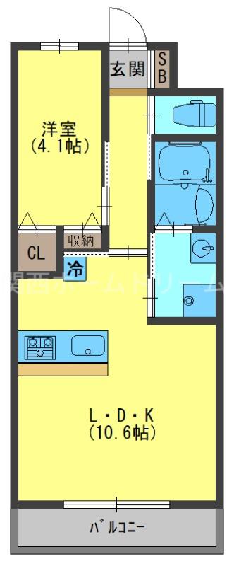 ケーアイ木屋(1LDK/1階)の間取り写真