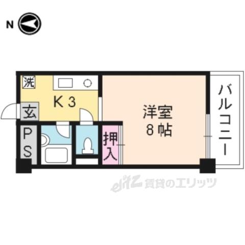 オーク長岡天神JOMO(1K/2階)の間取り写真