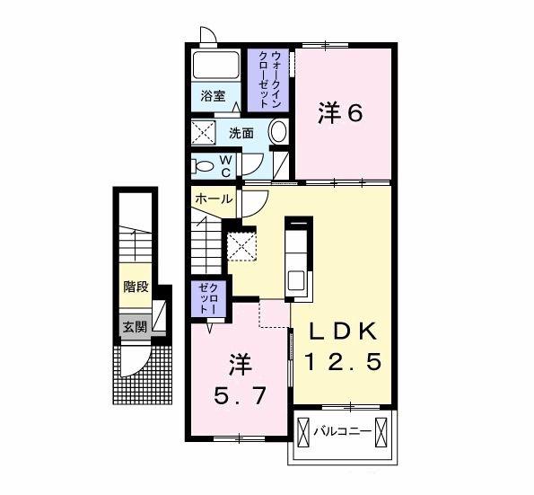 サニー・サイド(2LDK/2階)の間取り写真