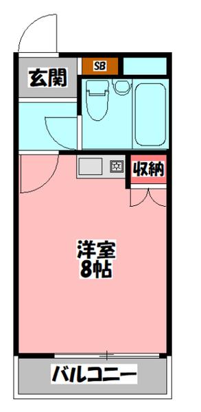 メビウス城北公園レジデンス(ワンルーム/2階)の間取り写真