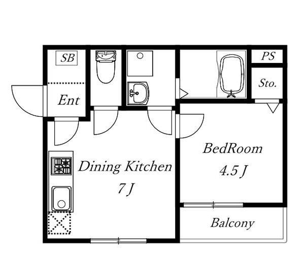APPARTEMENT1(1DK/2階)の間取り写真
