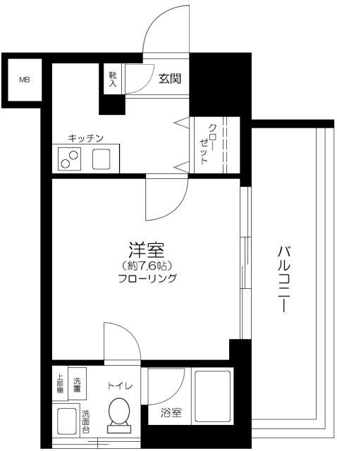 DUARES麹町(1K/4階)の間取り写真