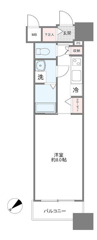 アヴァンティーク銀座2丁目(1K/3階)の間取り写真