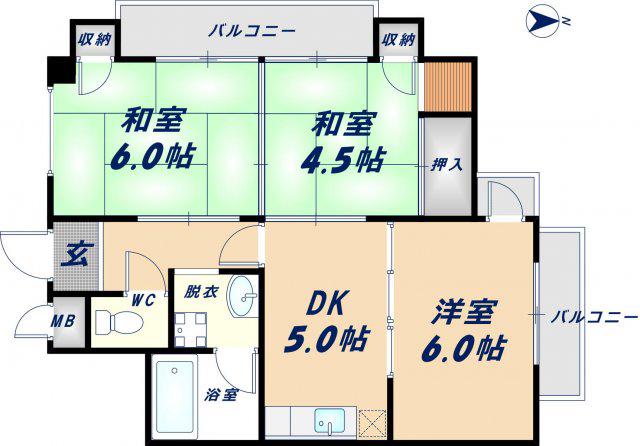 シルフィード(3DK/5階)の間取り写真