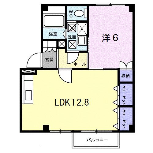コーポハーモニー(1LDK/2階)の間取り写真