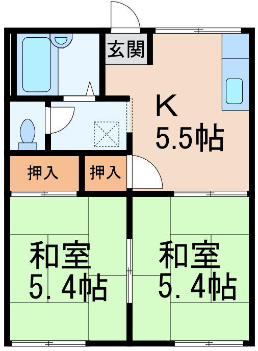 フォーブル加納(2K/2階)の間取り写真