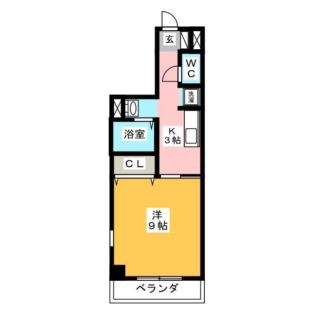 シャトーボナールII(1K/8階)の間取り写真