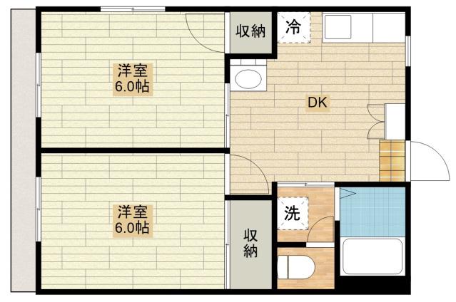 サンライズFUJI I(2DK/1階)の間取り写真
