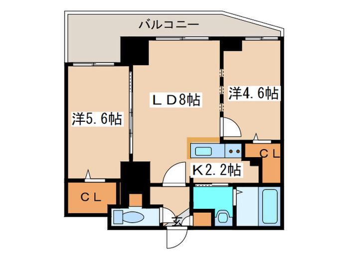 スペチアーレ麻生(2LDK/5階)の間取り写真