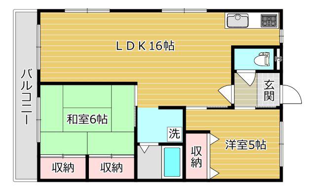 ハイツ阪井 I(2LDK/1階)の間取り写真