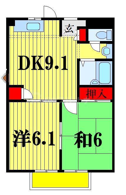 シティハイツ土橋II(2DK/2階)の間取り写真
