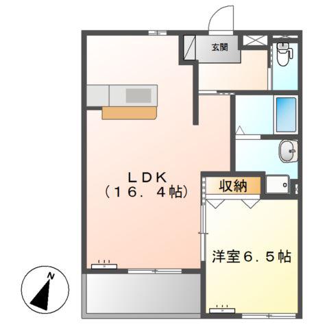 レジデンスヒルズ サウスコート(1LDK/2階)の間取り写真