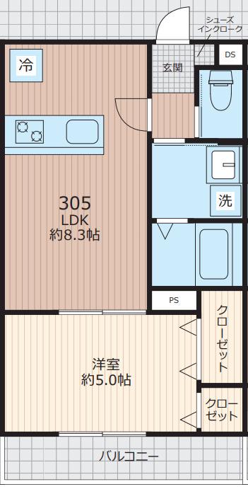 エベラ大倉山(1LDK/3階)の間取り写真