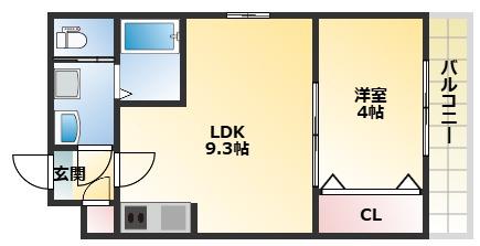 H-MAISON平野ウエストII(1LDK/1階)の間取り写真