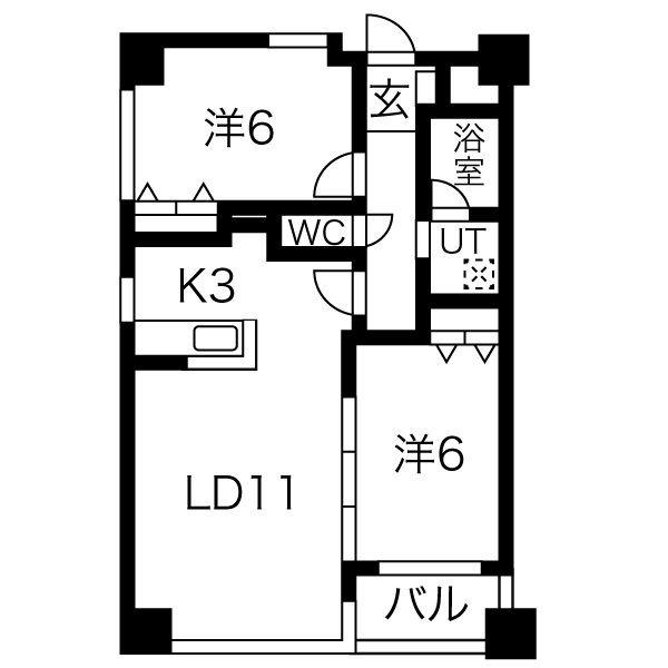 ノヴァシャトン(2LDK/5階)の間取り写真