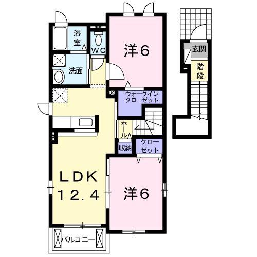 シャンエルンテIV(2LDK/2階)の間取り写真