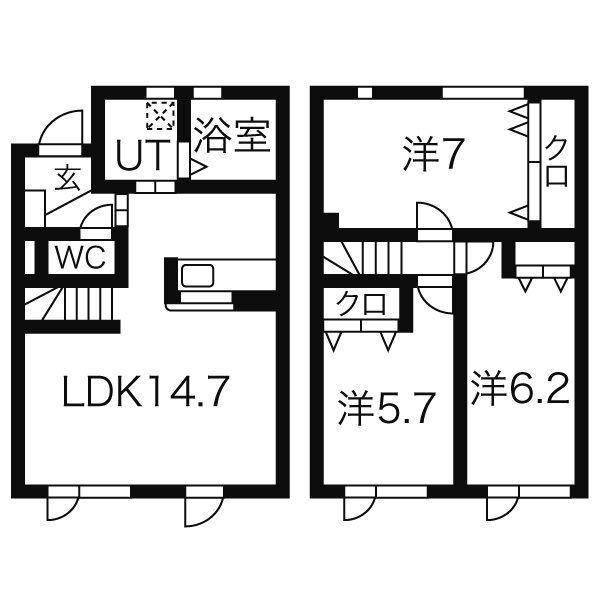 レーヴ・フレ D棟(3LDK/1階)の間取り写真