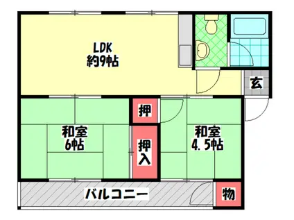 東田マンション(2DK/1階)の間取り写真