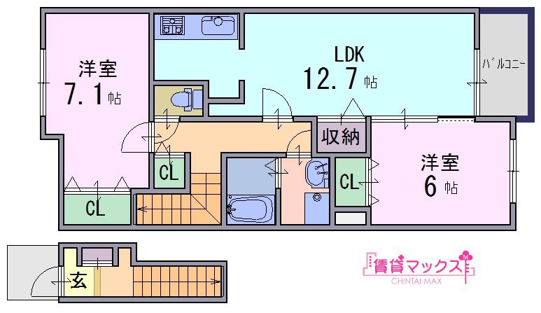バーミィー(2LDK/2階)の間取り写真